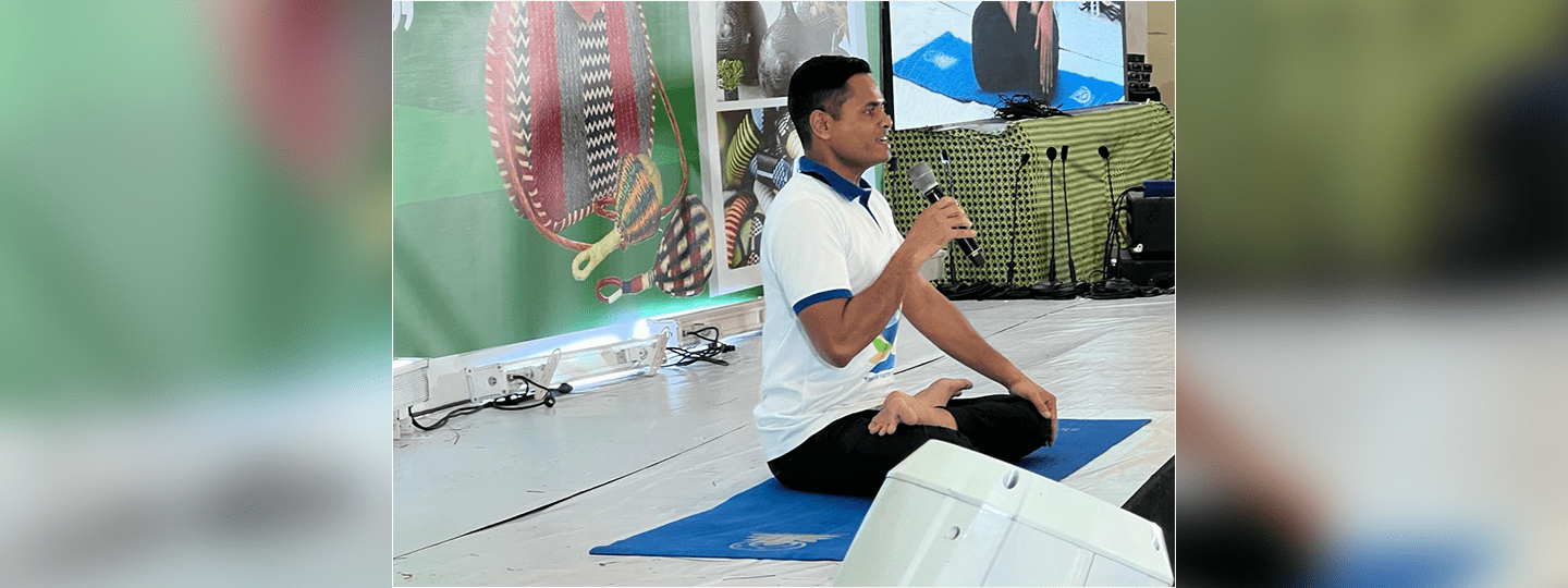  Mr. Deeptiranjan Mohanty, Yoga teacher of HCI, Abuja demonstrated easy to follow Yoga Postures & Pranayams at the  6th Annual International Arts & Crafts Festival (INAC) organised by National Council For Arts And Culture at Abuja from 7-9 Sept 2023