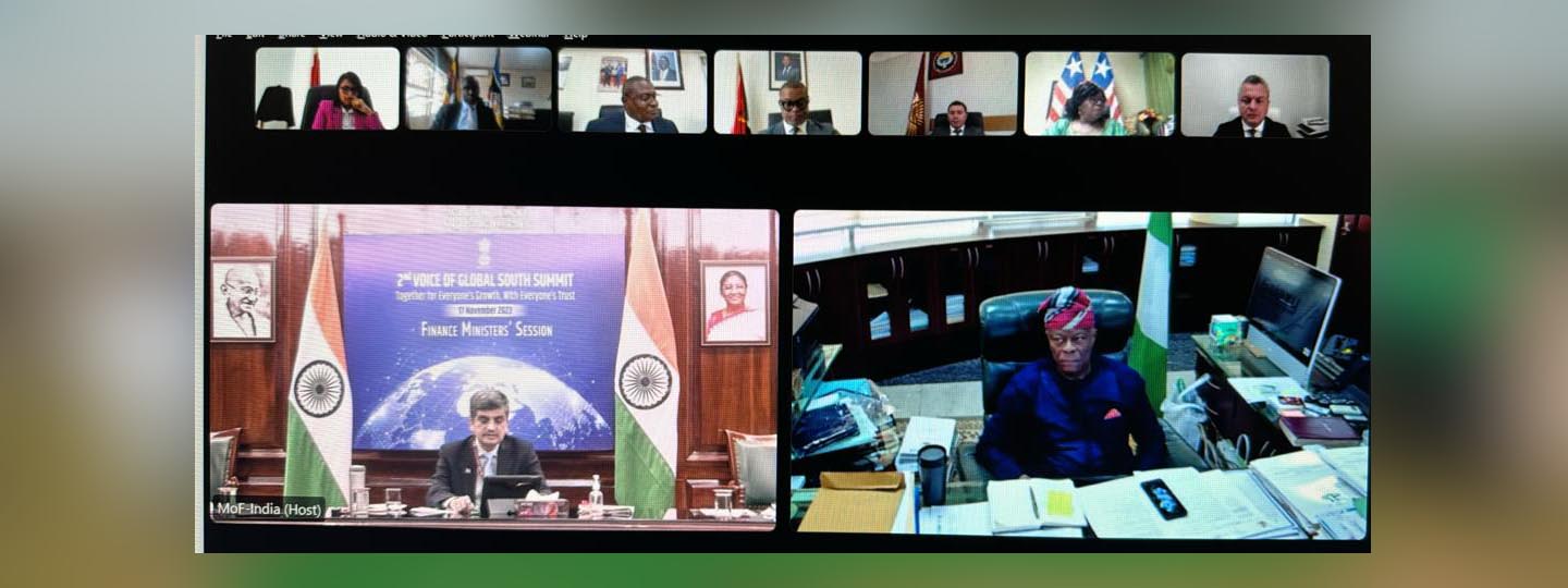  H.E. Mr. Adebayo Olawale Edun, Minister of Finance, Nigeria, shared his valuable views at the 2nd Virtual Voice of Global South Summit hosted by India under her Presidency of G20, on 17 Nov, 2023.
