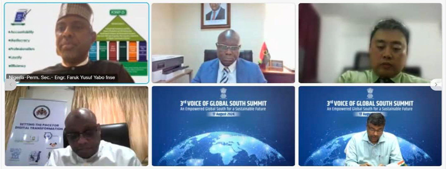 Permanent Secretary of Federal Ministry of Communications and Digital Economy, Nigeria, Engr Faruk Yusuf Yabo participated in the Information and Technology Ministers’ Session at the 3rd Voice of the Global South Summit, chaired by Shri S Krishnan, Secretary, MeitY, GoI, on 17 Aug.