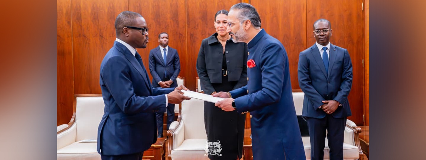H.E. Abhishek Singh presented his Letters of Credence as Ambassador of India to H.E. Romuald Wadagni, President of the Republic of Benin in Cotonou - 10 July 2026