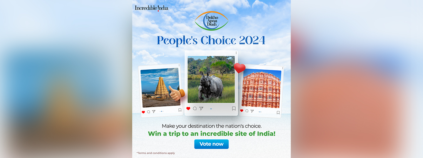 Explore the wonders of India!
Cast your vote for top destinations in the Dekho Apna Desh, People's Choice 2024 on #MyGov.
https://innovateindia.mygov.in/dekho-apna-desh/