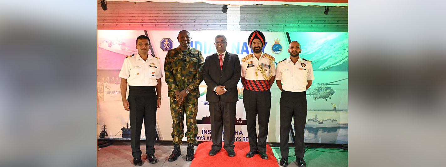  During the visit of INS SUMEDHA to Lagos a deck reception including a cultural show was hosted by the HC and the CO of INS SUMEDHA for Indian and Nigerian guests