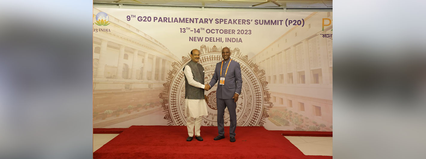  Hon Abbas Tajudeen, Speaker of Nigeria's 10th House of Representatives met with the Speaker of the Indian Parliament (Lok Sabha), Mr. Shri Om Birla during the 9th P20 Summit from 13 -14 Oct 2023