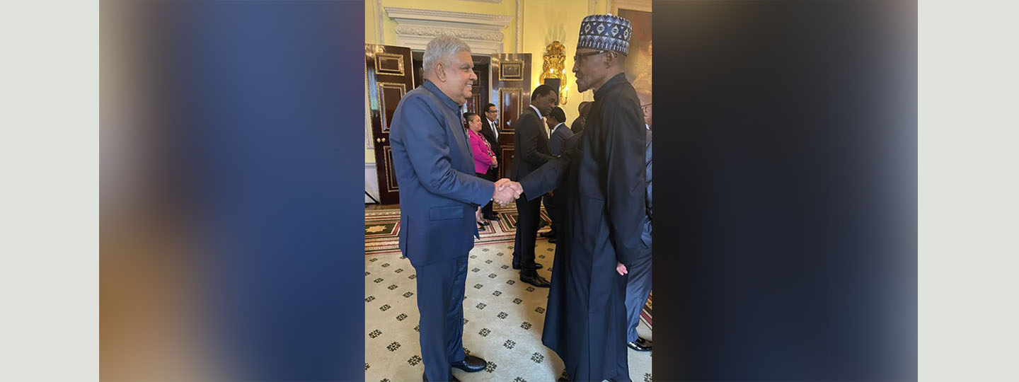  Hon'ble Vice-President of India, Shri Jagdeep Dhankhar met H.E Mr. Muhammadu Buhari, President of the Republic of Nigeria during the Commonwealth reception hosted by King Charles III at Marlborough House, London