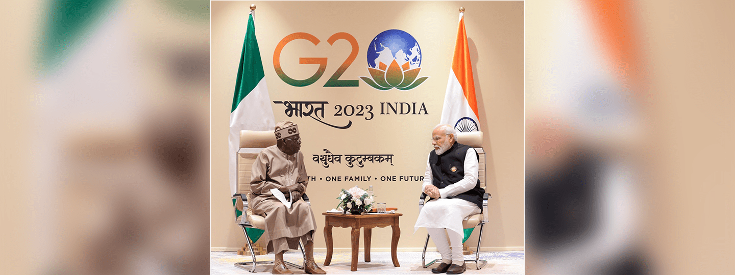  PM Shri Narendra Modi met H.E. Mr. Bola Ahmed Tinubu, President of Nigeria, on 10 Sept 2023, on the sidelines of the G20 Summit in New Delhi.