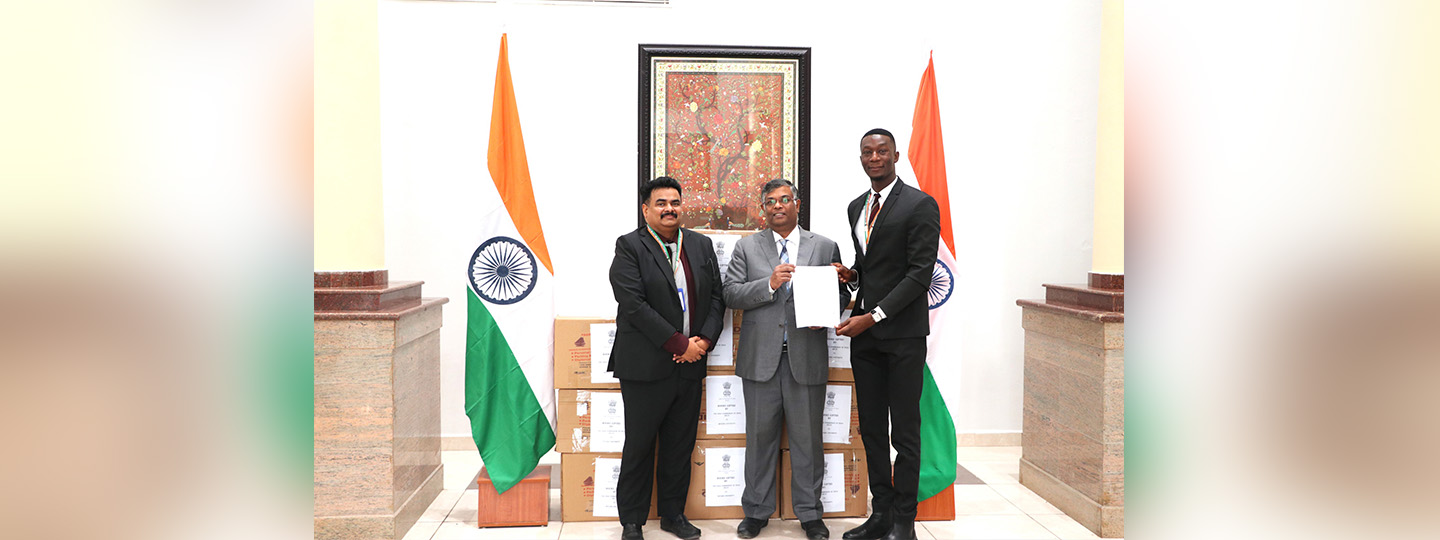  On 12 Feb 2024, HC handed over collection of books on India, Diplomacy & other subjects to the library of Skyline University Nigeria